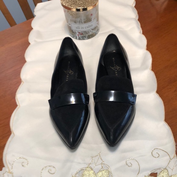 Black suede and patent leather Ivanka Trump black pointy flats Size 91/2 - Picture 2 of 6
